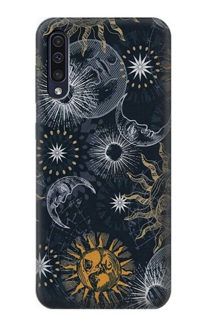 W3702 Moon and Sun Hard Case and Leather Flip Case For Samsung Galaxy A50