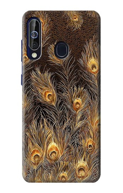 W3691 Gold Peacock Feather Hard Case and Leather Flip Case For Samsung Galaxy A60