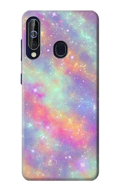 W3706 Pastel Rainbow Galaxy Pink Sky Hard Case and Leather Flip Case For Samsung Galaxy A60