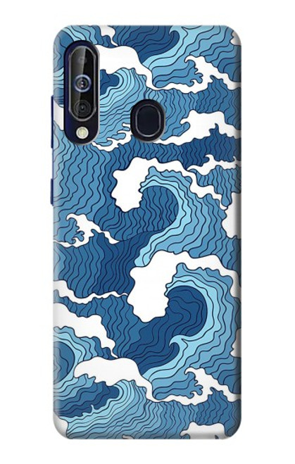 W3751 Wave Pattern Hard Case and Leather Flip Case For Samsung Galaxy A60