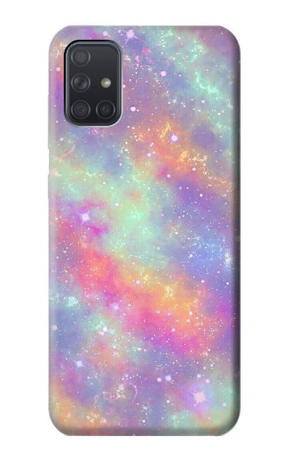 W3706 Pastel Rainbow Galaxy Pink Sky Hard Case and Leather Flip Case For Samsung Galaxy A71