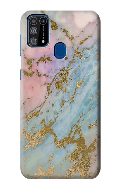 W3717 Rose Gold Blue Pastel Marble Graphic Printed Hard Case and Leather Flip Case For Samsung Galaxy M31