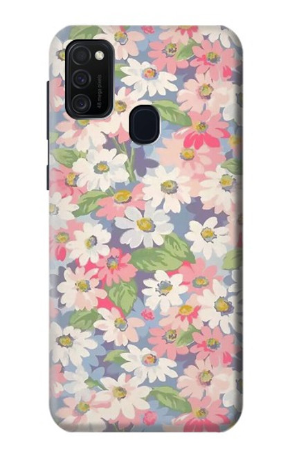 W3688 Floral Flower Art Pattern Hard Case and Leather Flip Case For Samsung Galaxy M21