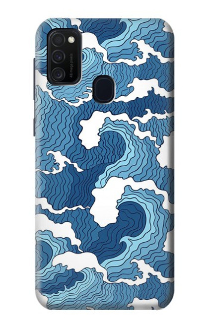 W3751 Wave Pattern Hard Case and Leather Flip Case For Samsung Galaxy M21