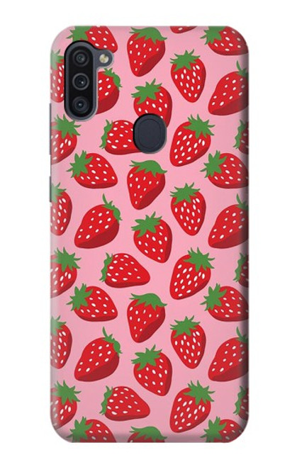 W3719 Strawberry Pattern Hard Case and Leather Flip Case For Samsung Galaxy M11