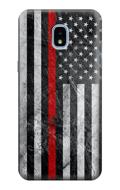 W3687 Firefighter Thin Red Line American Flag Hard Case and Leather Flip Case For Samsung Galaxy J3 (2018), J3 Star, J3 V 3rd Gen, J3 Orbit, J3 Achieve, Express Prime 3, Amp Prime 3