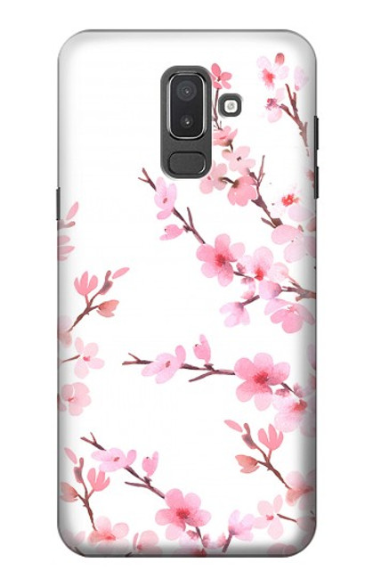 W3707 Pink Cherry Blossom Spring Flower Hard Case and Leather Flip Case For Samsung Galaxy J8 (2018)