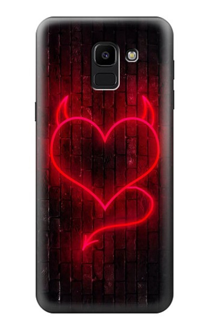 W3682 Devil Heart Hard Case and Leather Flip Case For Samsung Galaxy J6 (2018)