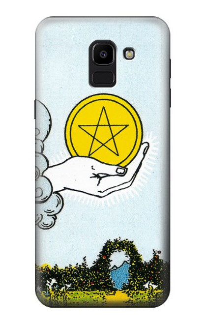 W3722 Tarot Card Ace of Pentacles Coins Hard Case and Leather Flip Case For Samsung Galaxy J6 (2018)