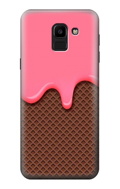 W3754 Strawberry Ice Cream Cone Hard Case and Leather Flip Case For Samsung Galaxy J6 (2018)