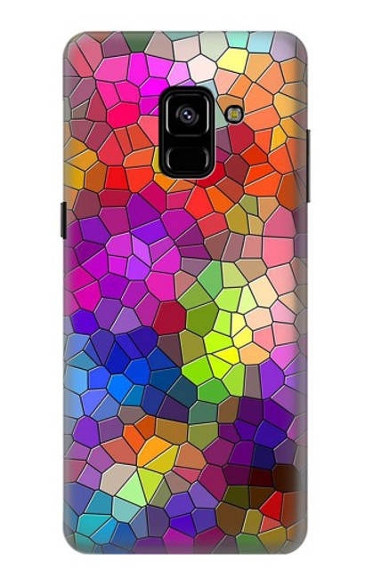 W3677 Colorful Brick Mosaics Hard Case and Leather Flip Case For Samsung Galaxy A8 Plus (2018)