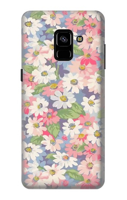 W3688 Floral Flower Art Pattern Hard Case and Leather Flip Case For Samsung Galaxy A8 Plus (2018)