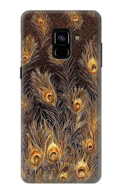 W3691 Gold Peacock Feather Hard Case and Leather Flip Case For Samsung Galaxy A8 Plus (2018)