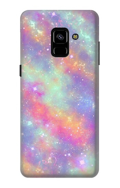 W3706 Pastel Rainbow Galaxy Pink Sky Hard Case and Leather Flip Case For Samsung Galaxy A8 Plus (2018)