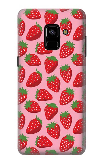 W3719 Strawberry Pattern Hard Case and Leather Flip Case For Samsung Galaxy A8 Plus (2018)