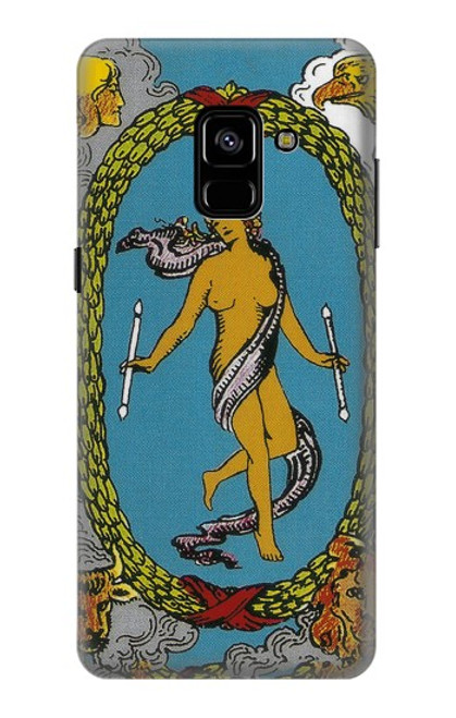 W3746 Tarot Card The World Hard Case and Leather Flip Case For Samsung Galaxy A8 Plus (2018)