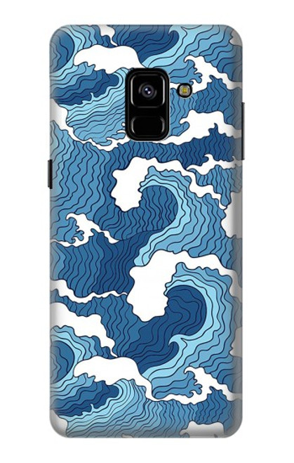 W3751 Wave Pattern Hard Case and Leather Flip Case For Samsung Galaxy A8 Plus (2018)