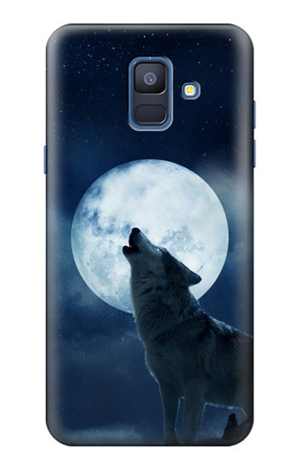 W3693 Grim White Wolf Full Moon Hard Case and Leather Flip Case For Samsung Galaxy A6 (2018)