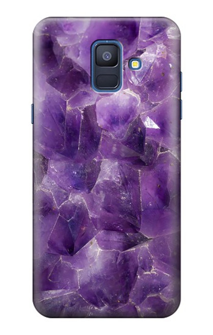 W3713 Purple Quartz Amethyst Graphic Printed Hard Case and Leather Flip Case For Samsung Galaxy A6 (2018)