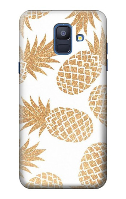 W3718 Seamless Pineapple Hard Case and Leather Flip Case For Samsung Galaxy A6 (2018)