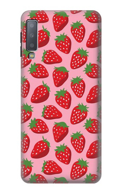 W3719 Strawberry Pattern Hard Case and Leather Flip Case For Samsung Galaxy A7 (2018)