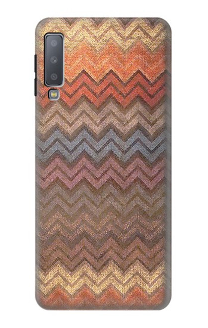 W3752 Zigzag Fabric Pattern Graphic Printed Hard Case and Leather Flip Case For Samsung Galaxy A7 (2018)