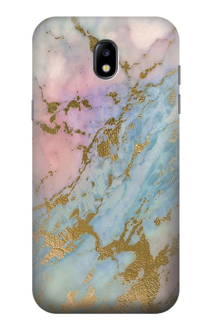 W3717 Rose Gold Blue Pastel Marble Graphic Printed Hard Case and Leather Flip Case For Samsung Galaxy J5 (2017) EU Version