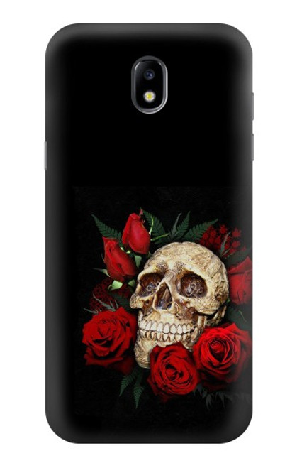 W3753 Dark Gothic Goth Skull Roses Hard Case and Leather Flip Case For Samsung Galaxy J5 (2017) EU Version