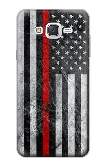 W3687 Firefighter Thin Red Line American Flag Hard Case and Leather Flip Case For Samsung Galaxy J7