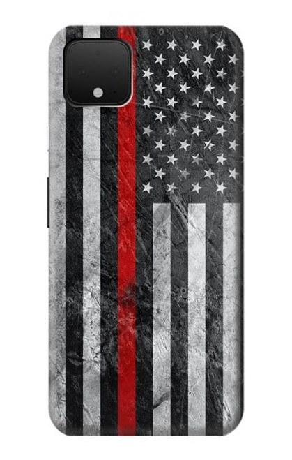 W3687 Firefighter Thin Red Line American Flag Hard Case and Leather Flip Case For Google Pixel 4