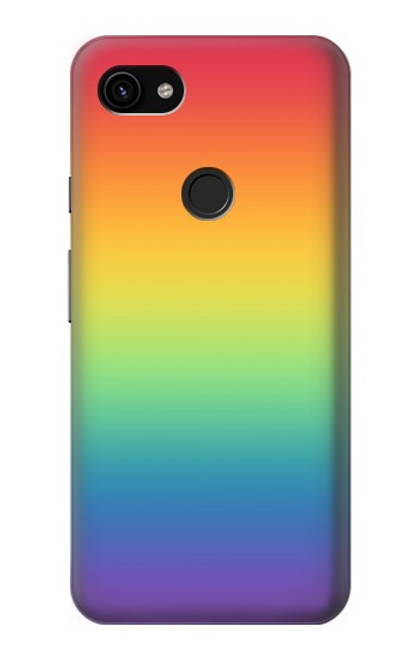 W3698 LGBT Gradient Pride Flag Hard Case and Leather Flip Case For Google Pixel 3a XL