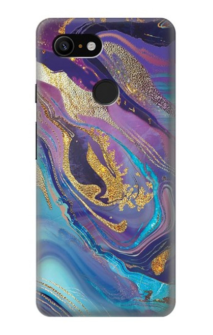 W3676 Colorful Abstract Marble Stone Hard Case and Leather Flip Case For Google Pixel 3