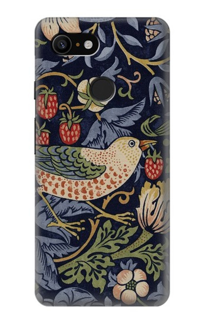 W3791 William Morris Strawberry Thief Fabric Hard Case and Leather Flip Case For Google Pixel 3