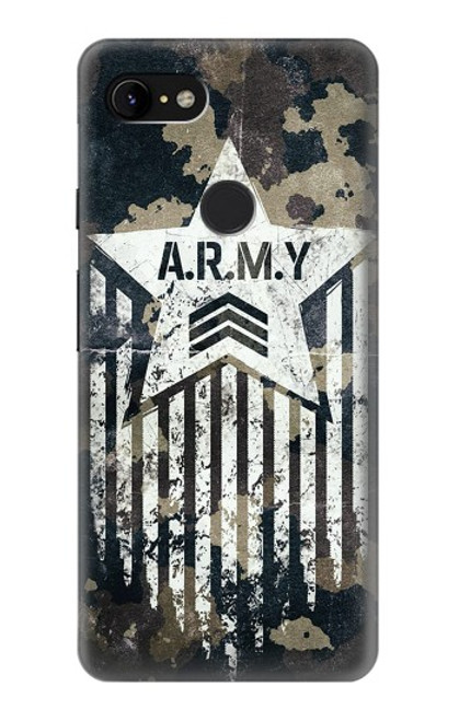 W3666 Army Camo Camouflage Hard Case and Leather Flip Case For Google Pixel 3 XL