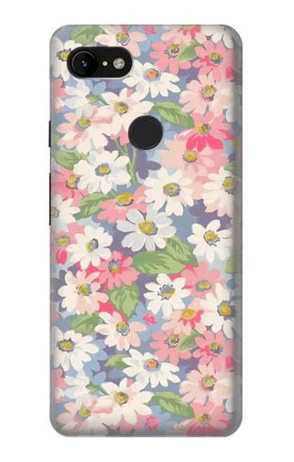 W3688 Floral Flower Art Pattern Hard Case and Leather Flip Case For Google Pixel 3 XL