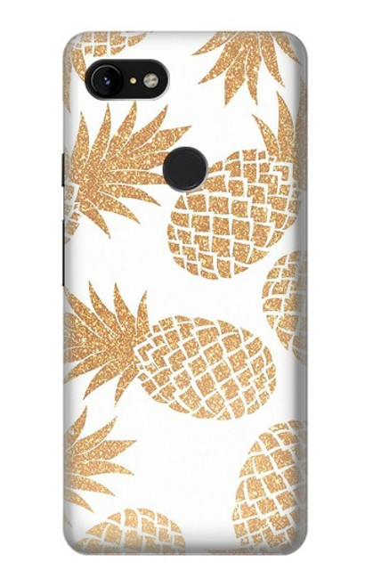 W3718 Seamless Pineapple Hard Case and Leather Flip Case For Google Pixel 3 XL