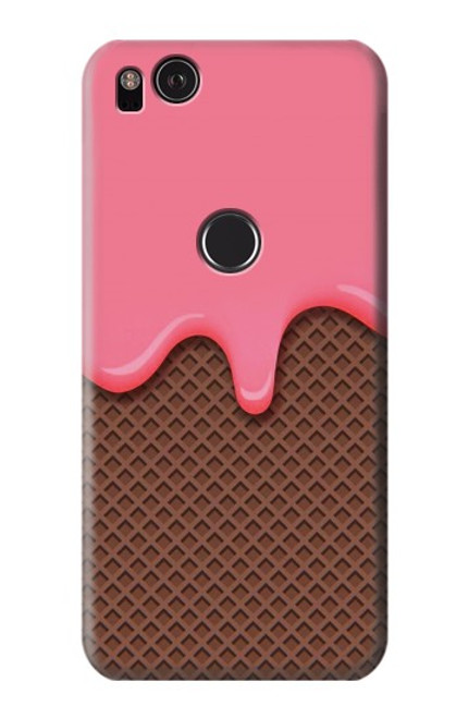 W3754 Strawberry Ice Cream Cone Hard Case and Leather Flip Case For Google Pixel 2