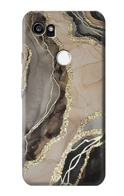 W3700 Marble Gold Graphic Printed Hard Case and Leather Flip Case For Google Pixel 2 XL