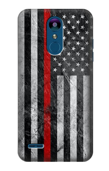 W3687 Firefighter Thin Red Line American Flag Hard Case and Leather Flip Case For LG K8 (2018)