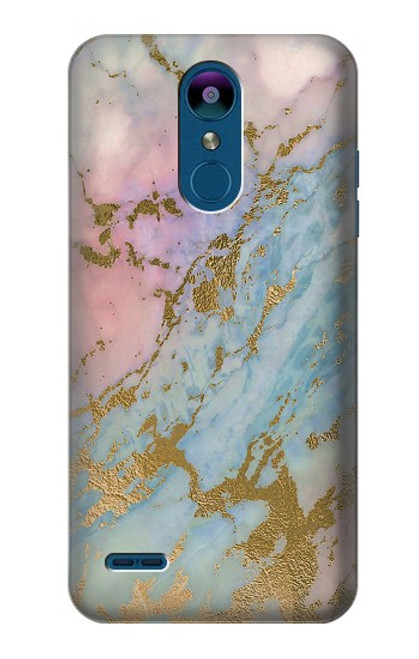 W3717 Rose Gold Blue Pastel Marble Graphic Printed Hard Case and Leather Flip Case For LG K8 (2018)