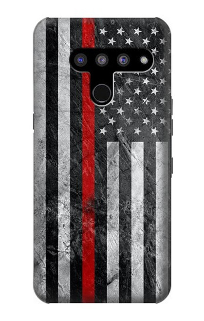 W3687 Firefighter Thin Red Line American Flag Hard Case and Leather Flip Case For LG V50, LG V50 ThinQ 5G
