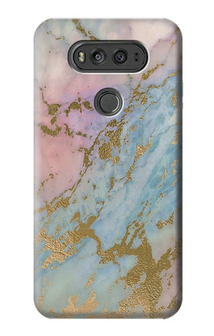 W3717 Rose Gold Blue Pastel Marble Graphic Printed Hard Case and Leather Flip Case For LG V20