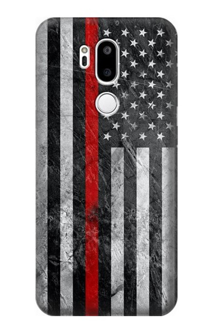 W3687 Firefighter Thin Red Line American Flag Hard Case and Leather Flip Case For LG G7 ThinQ