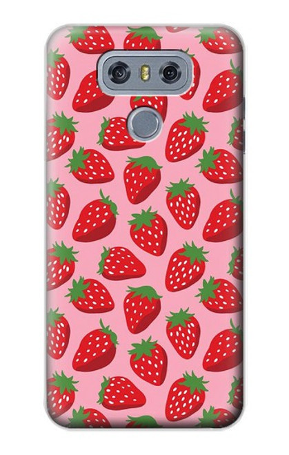 W3719 Strawberry Pattern Hard Case and Leather Flip Case For LG G6