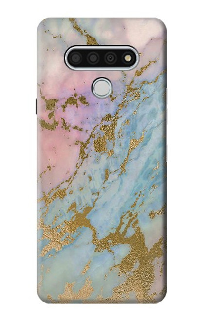 W3717 Rose Gold Blue Pastel Marble Graphic Printed Hard Case and Leather Flip Case For LG Stylo 6