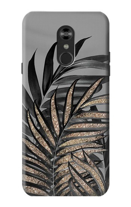 W3692 Gray Black Palm Leaves Hard Case and Leather Flip Case For LG Q Stylo 4, LG Q Stylus