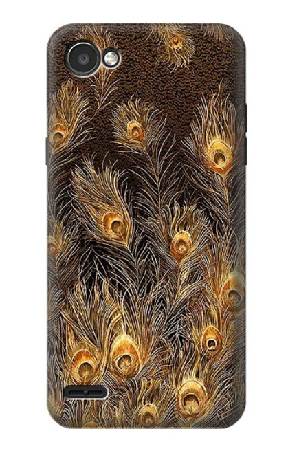 W3691 Gold Peacock Feather Hard Case and Leather Flip Case For LG Q6