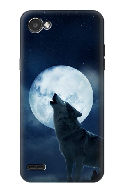 W3693 Grim White Wolf Full Moon Hard Case and Leather Flip Case For LG Q6