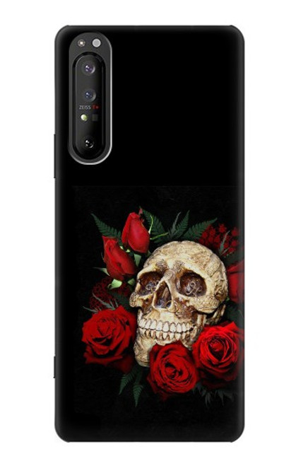 W3753 Dark Gothic Goth Skull Roses Hard Case and Leather Flip Case For Sony Xperia 1 II