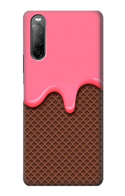 W3754 Strawberry Ice Cream Cone Hard Case and Leather Flip Case For Sony Xperia 10 II